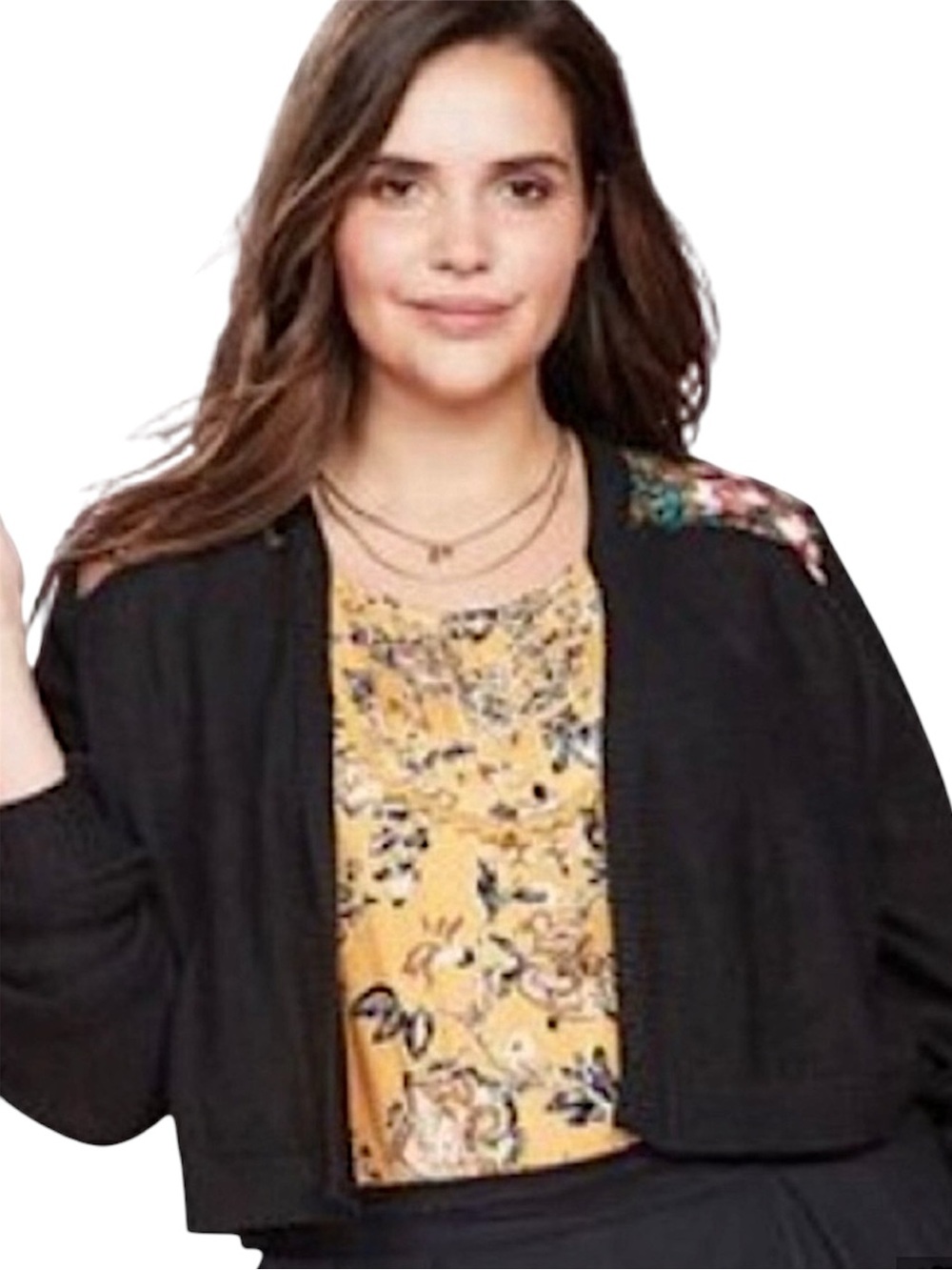 Chelsea Studio Embroidered Floral Sheer Back Cardigan